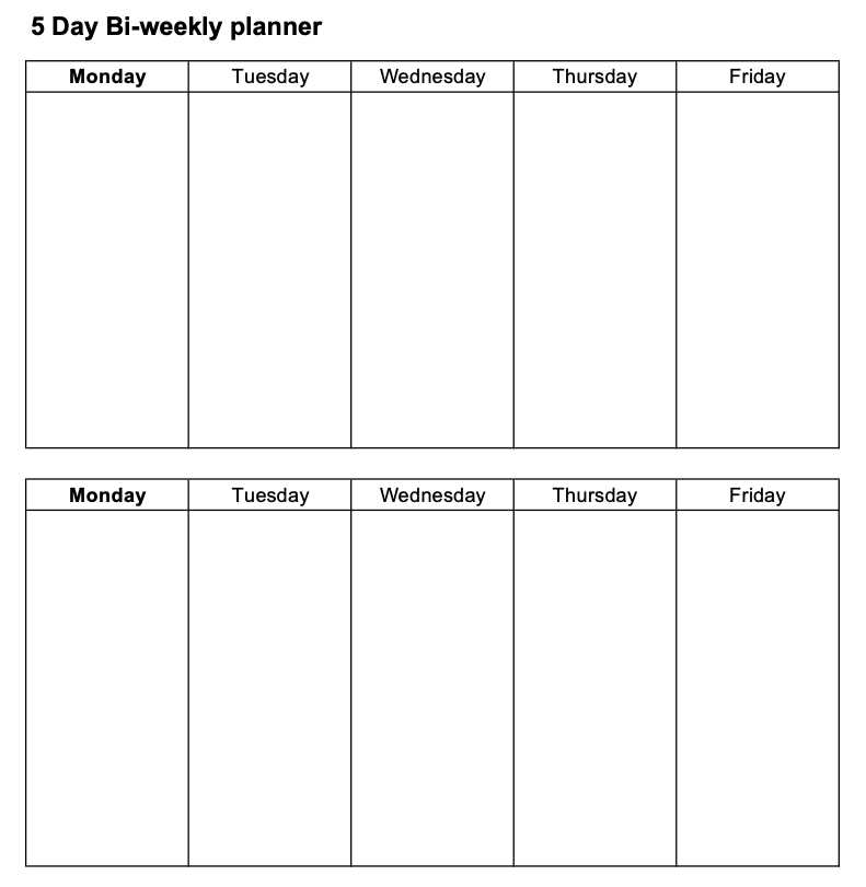 weekly calendar with time slots template