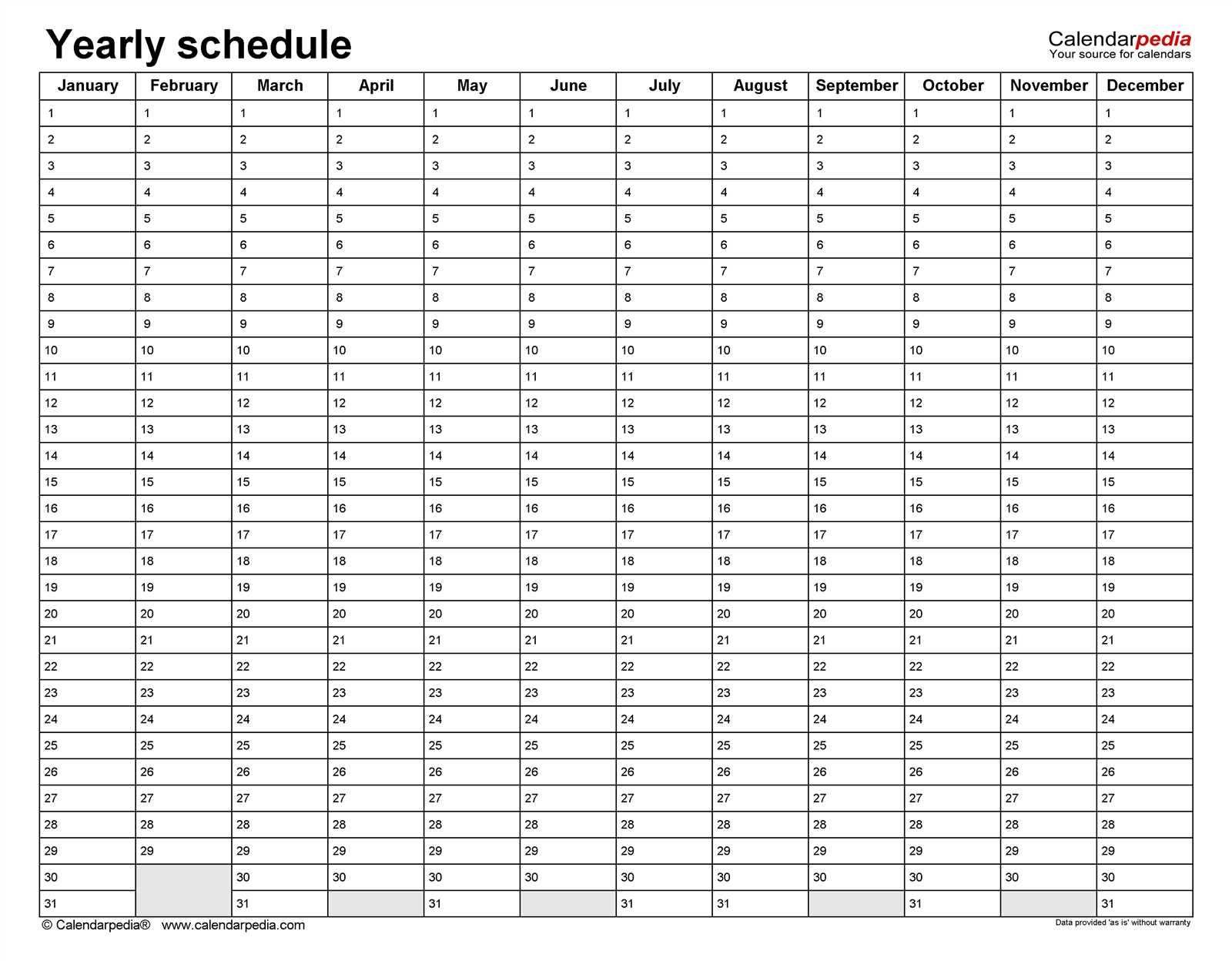 yearly meeting calendar template