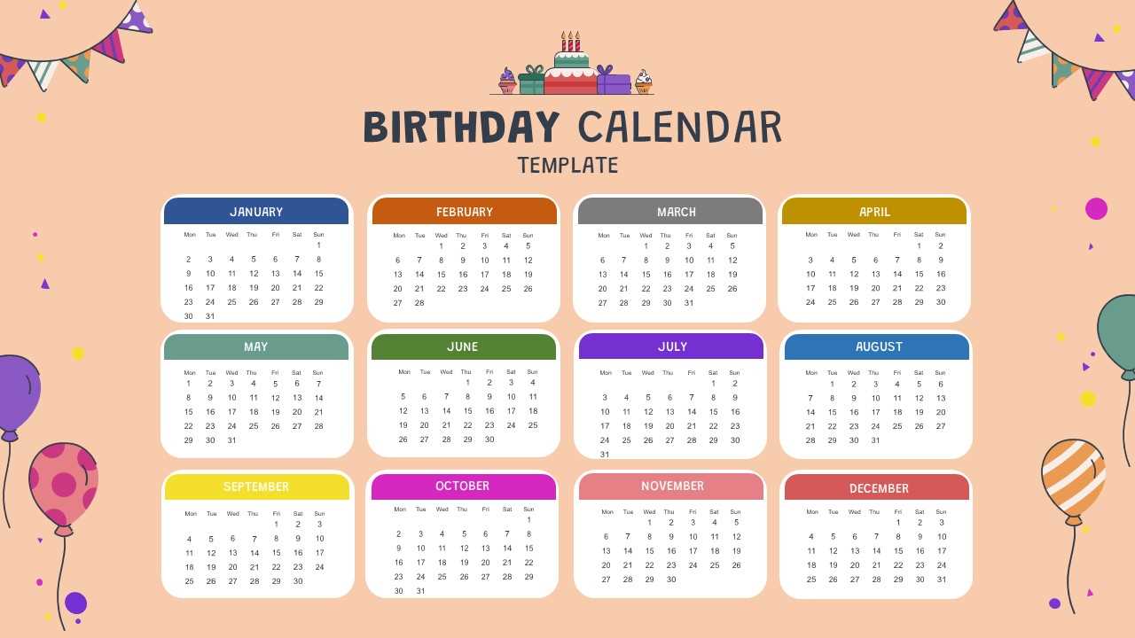 office birthday calendar template