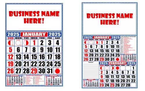 business calendar template 2025