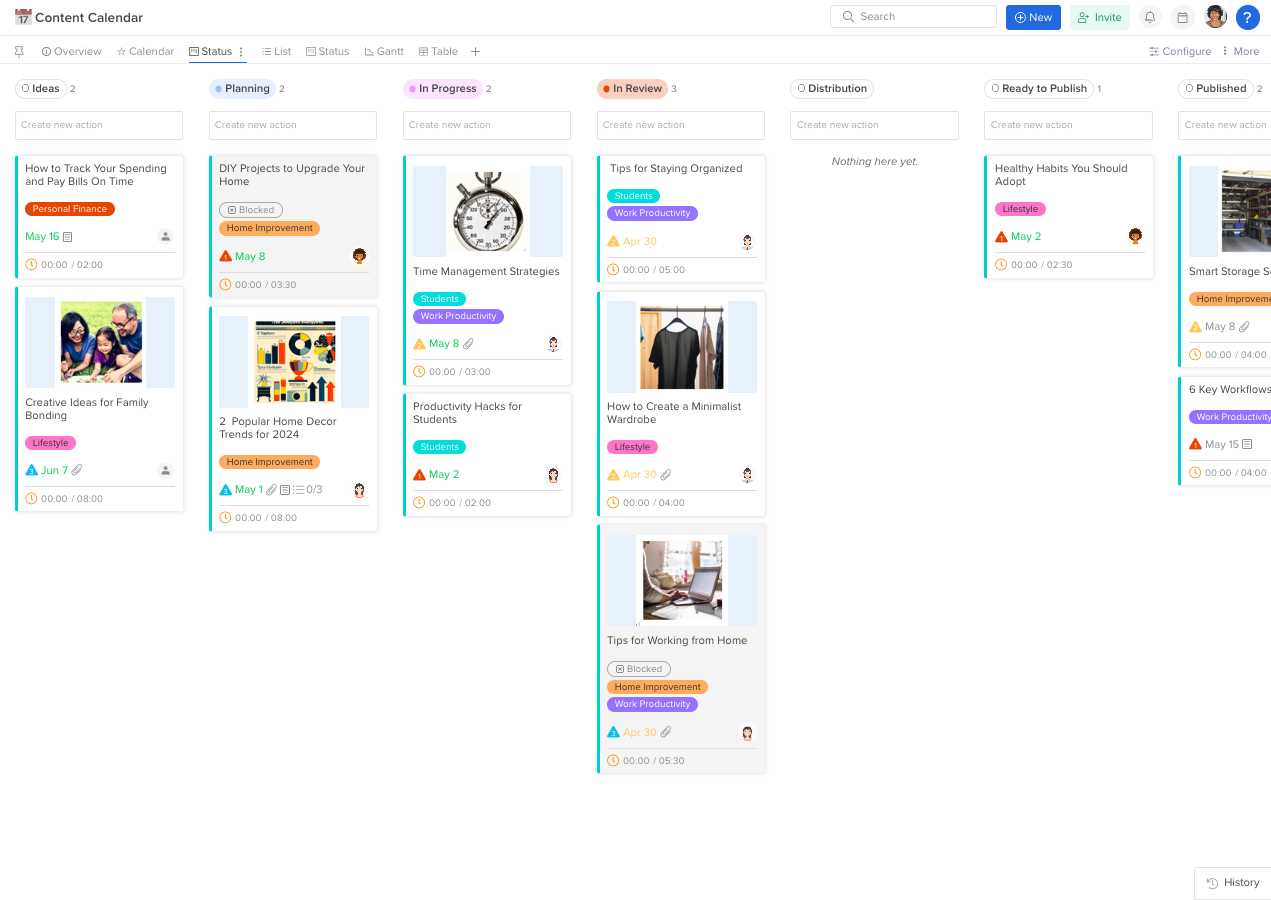 content calendar template asana