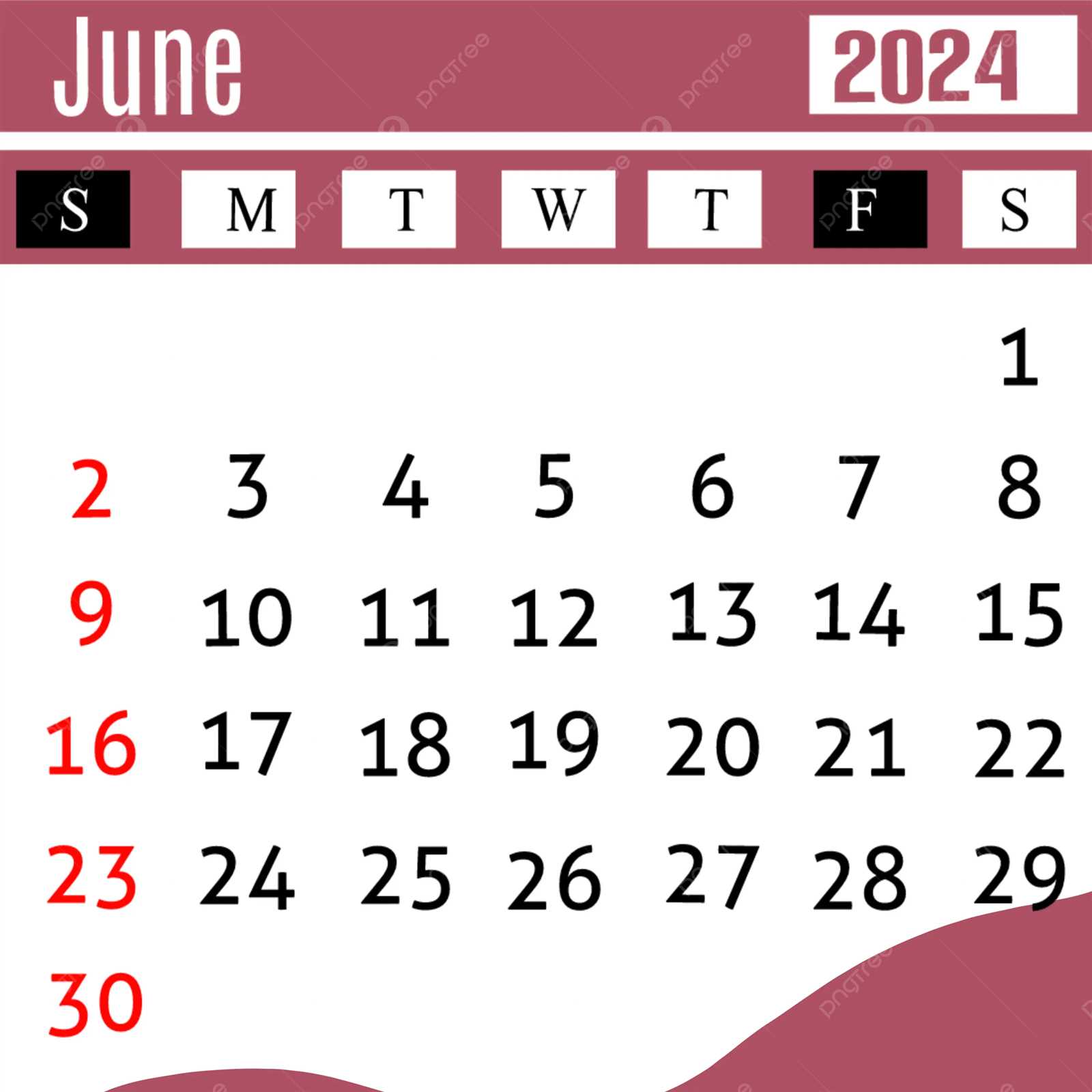 calendar june template