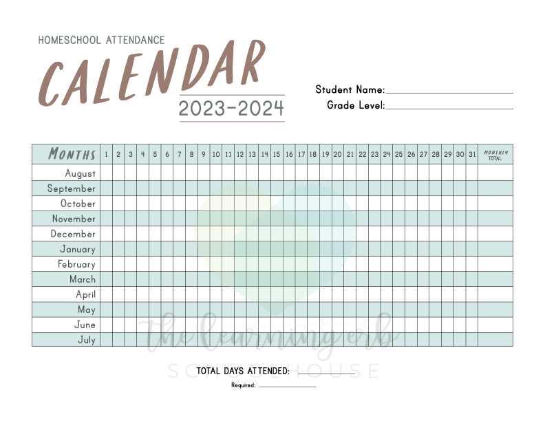 2025 attendance calendar template free