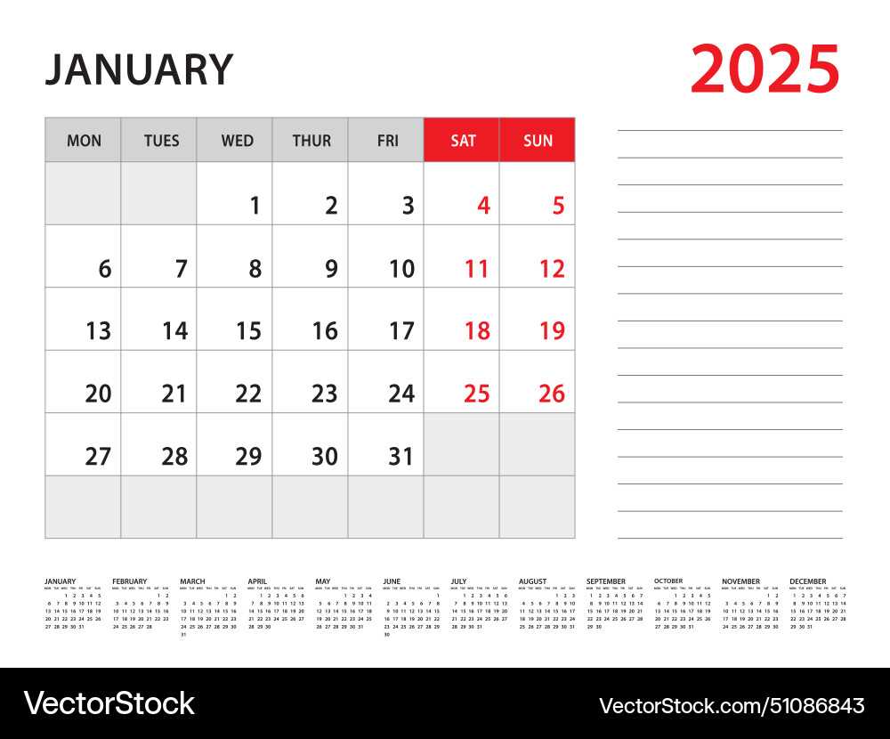 2025 calendar year template