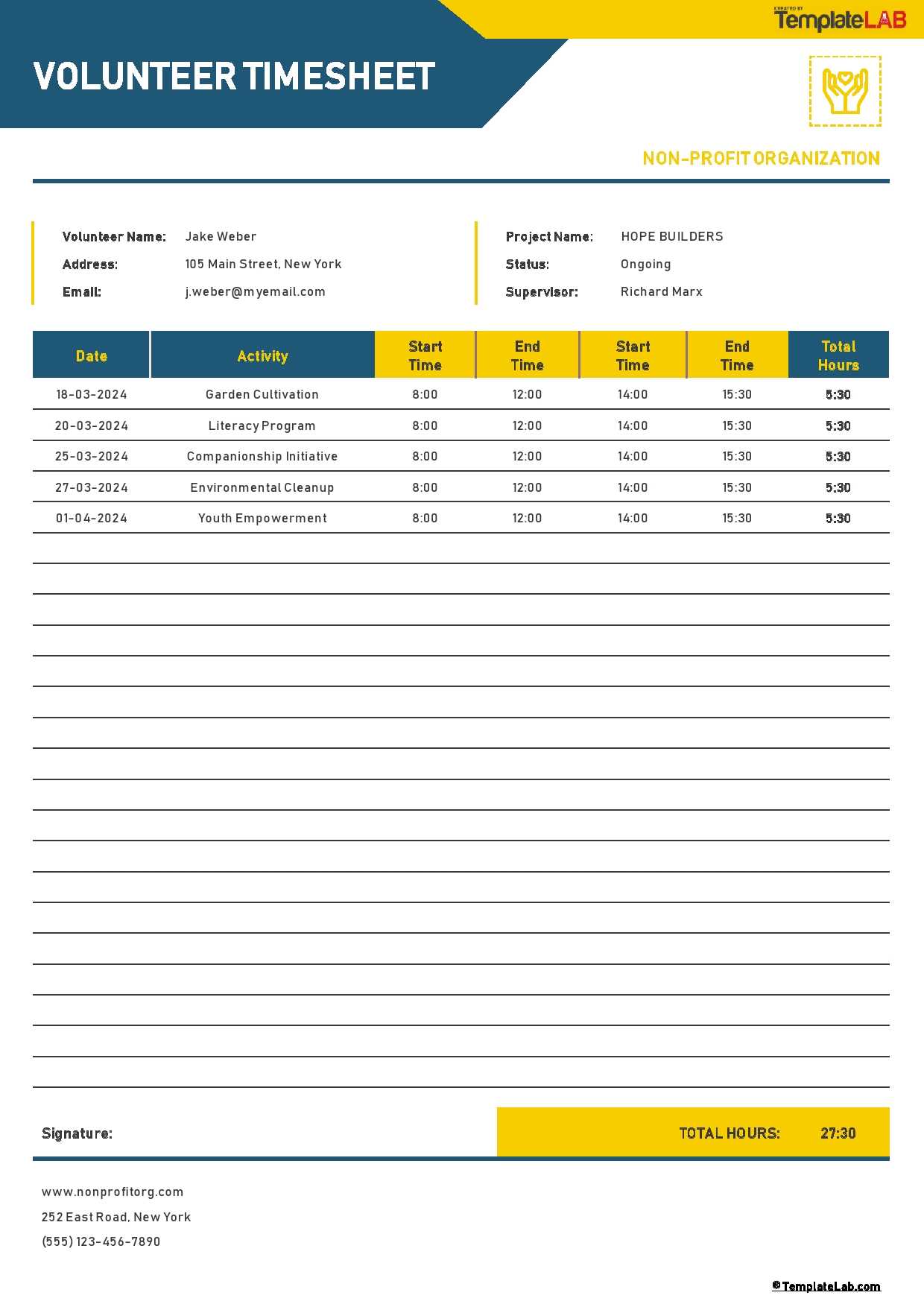 parent volunteer calendar template