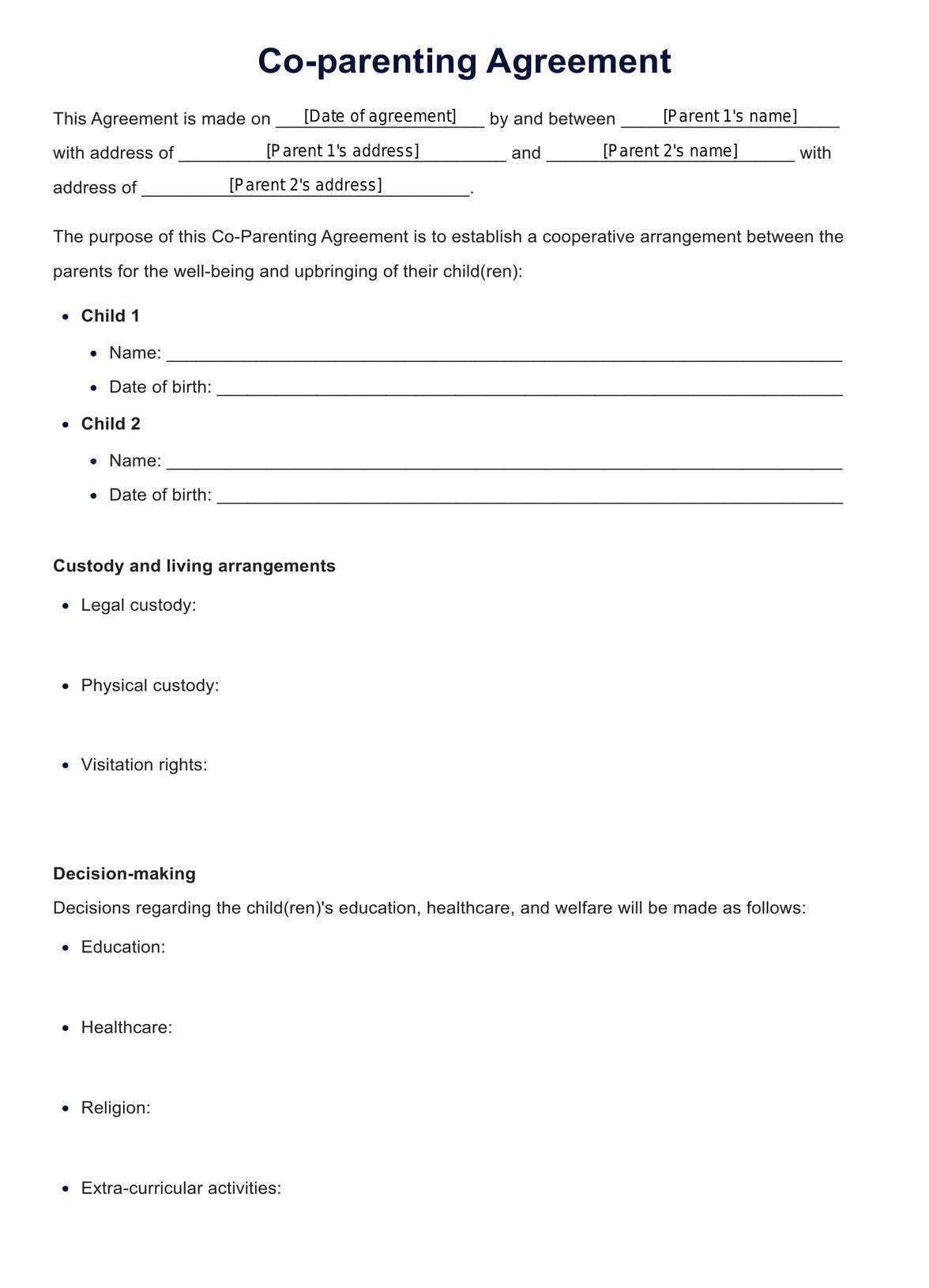 parenting time calendar template