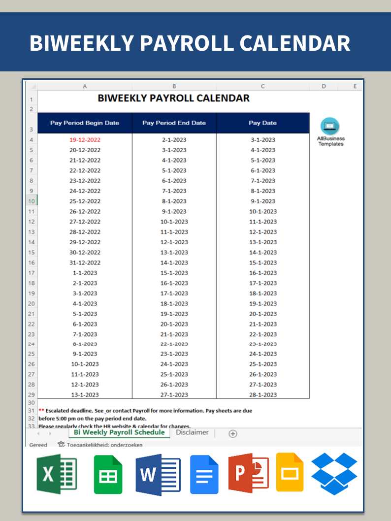 pay period calendar template