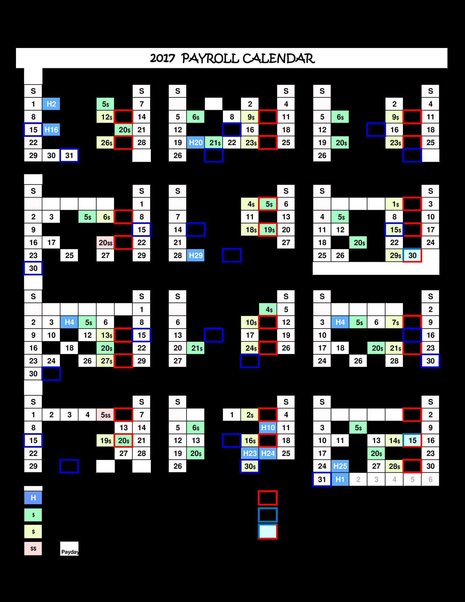 payroll calendar templates