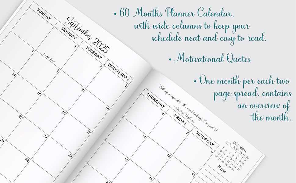 5 year planning calendar template