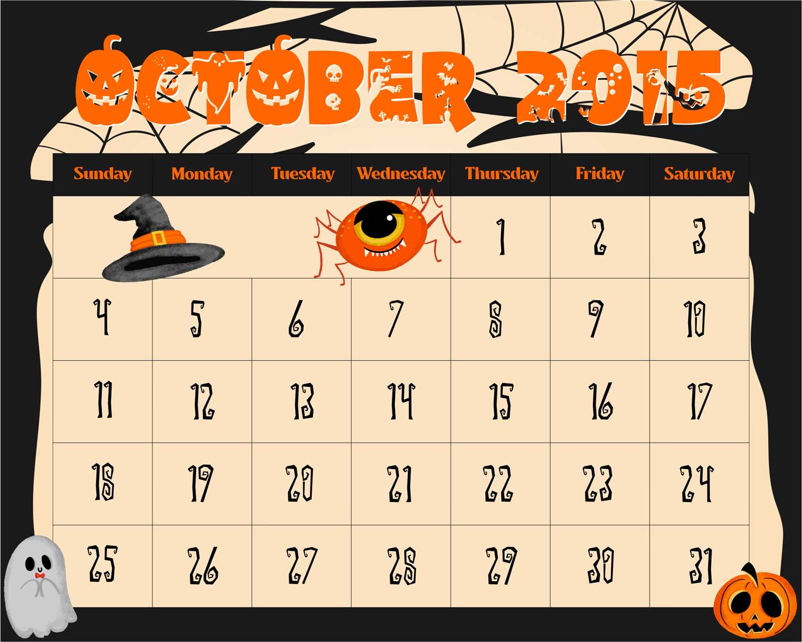 halloween calendar template