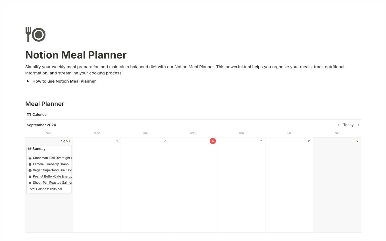 weekly diet calendar template