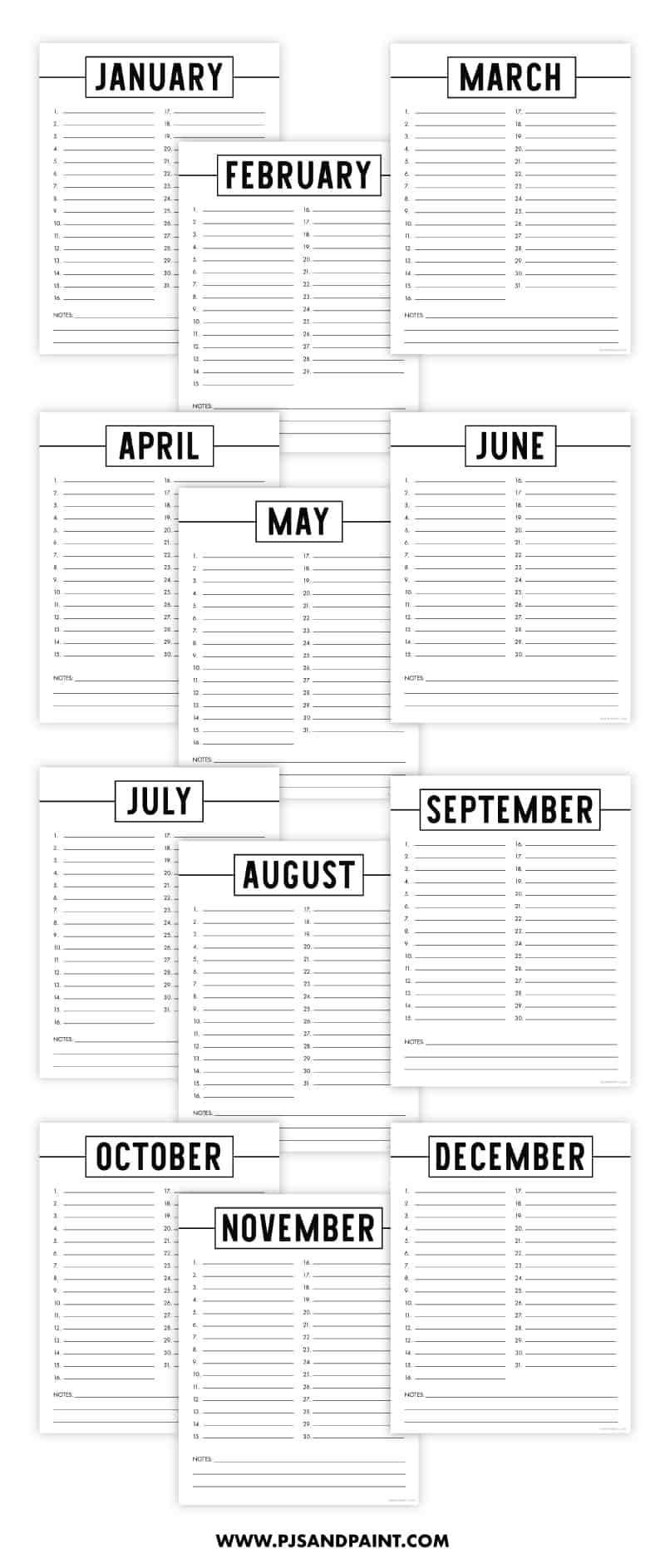 perpetual calendar template free