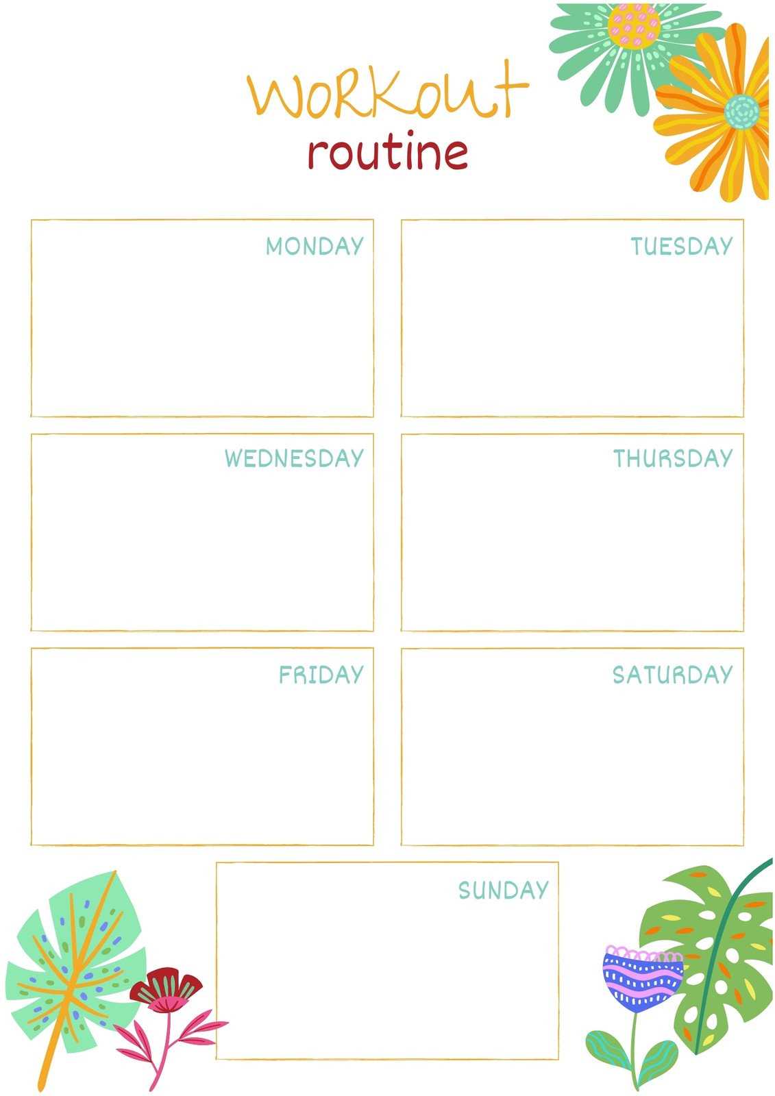 cute workout calendar template