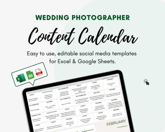 photographer calendar template