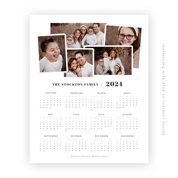 photographer calendar template