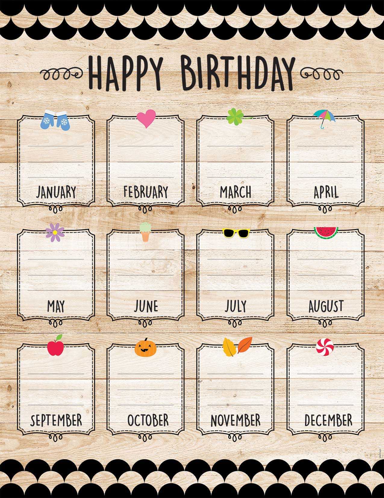 happy birthday calendar template