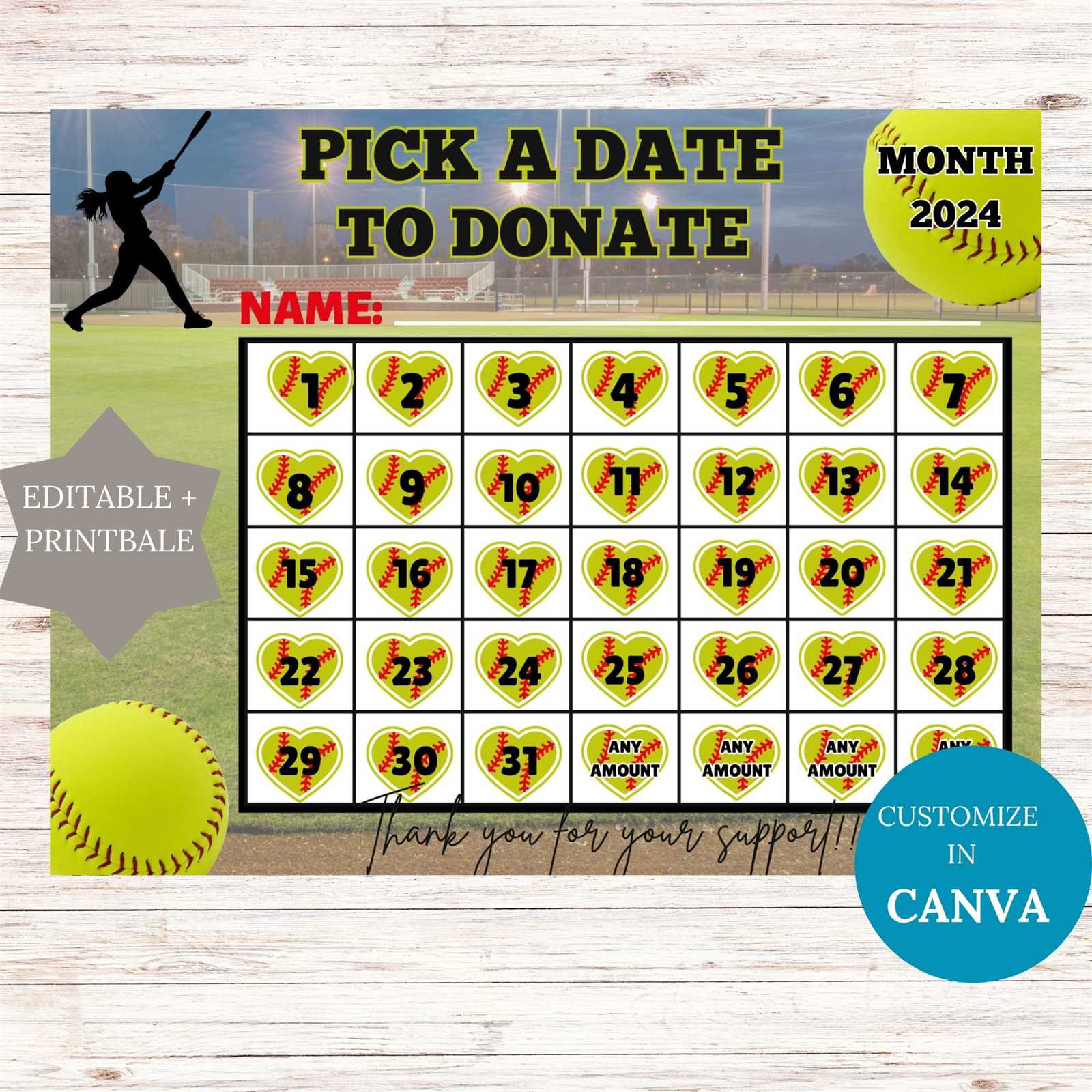 pick a date to donate calendar template