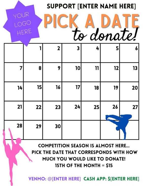 pick a date to donate calendar template