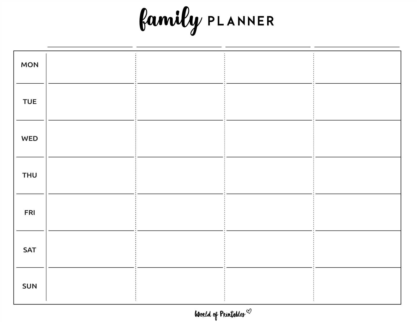 free calendar organizer template