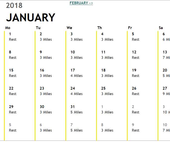 long range training calendar template