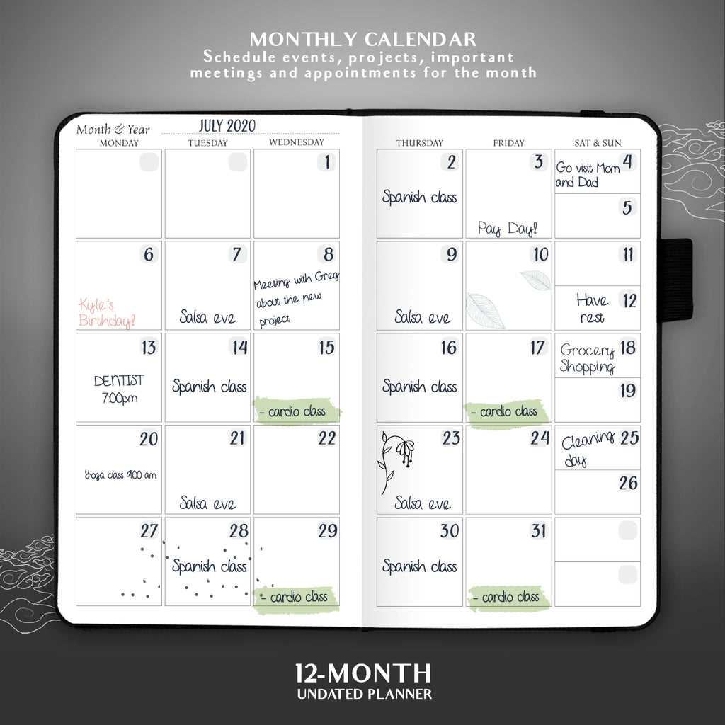 pocket planner calendar template