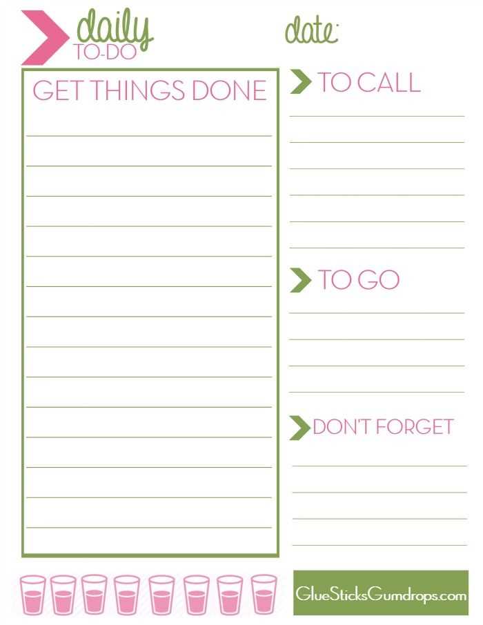 daily to do list calendar template