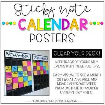 post it note calendar template