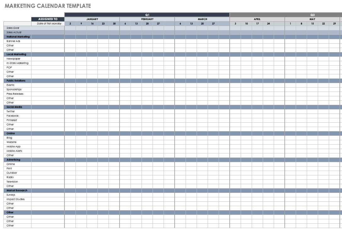 pr editorial calendar template