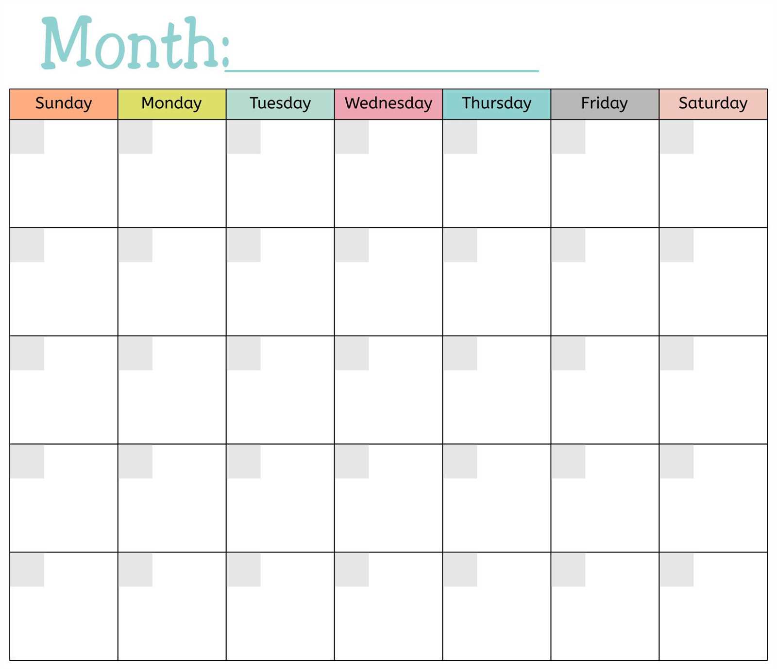 pretty monthly calendar template