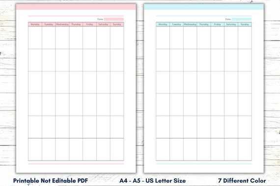 printable blank calendar template