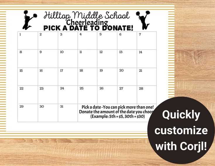 printable calendar fundraiser template