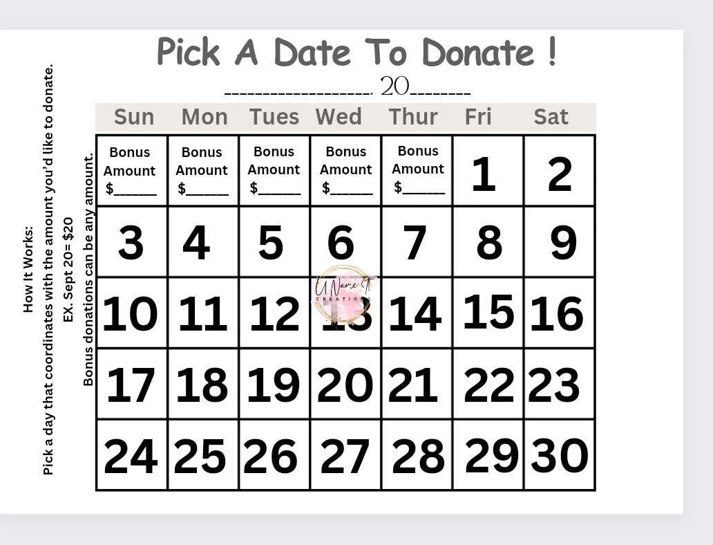 printable calendar fundraiser template