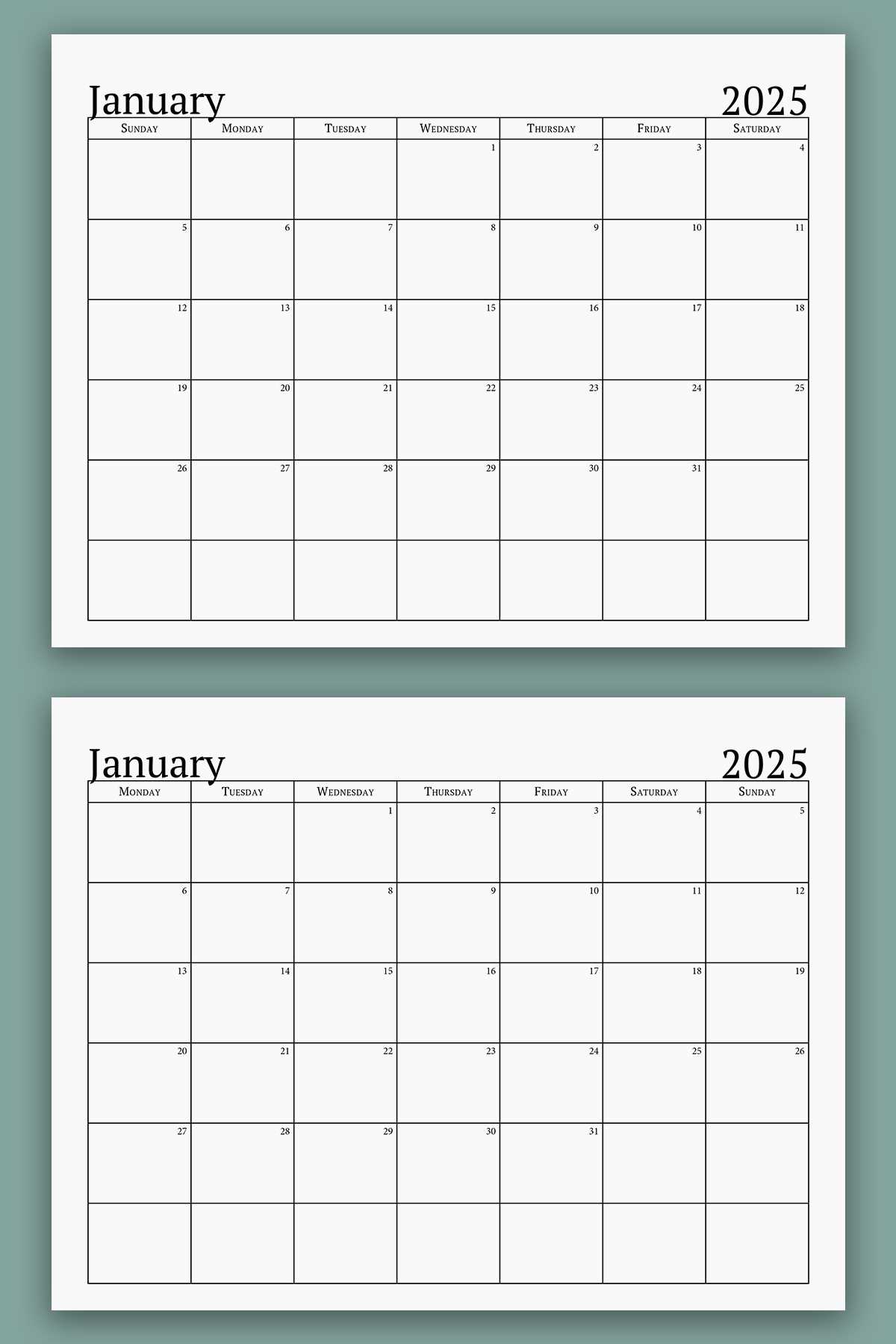 printable calendar month template