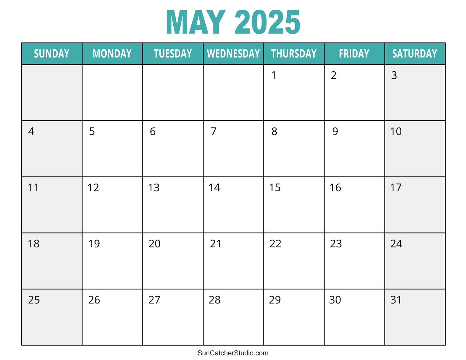 printable calendar template 2025