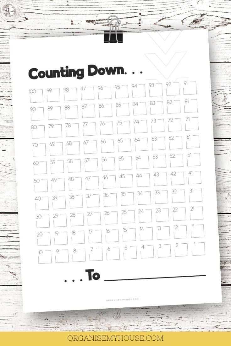 printable countdown calendar template