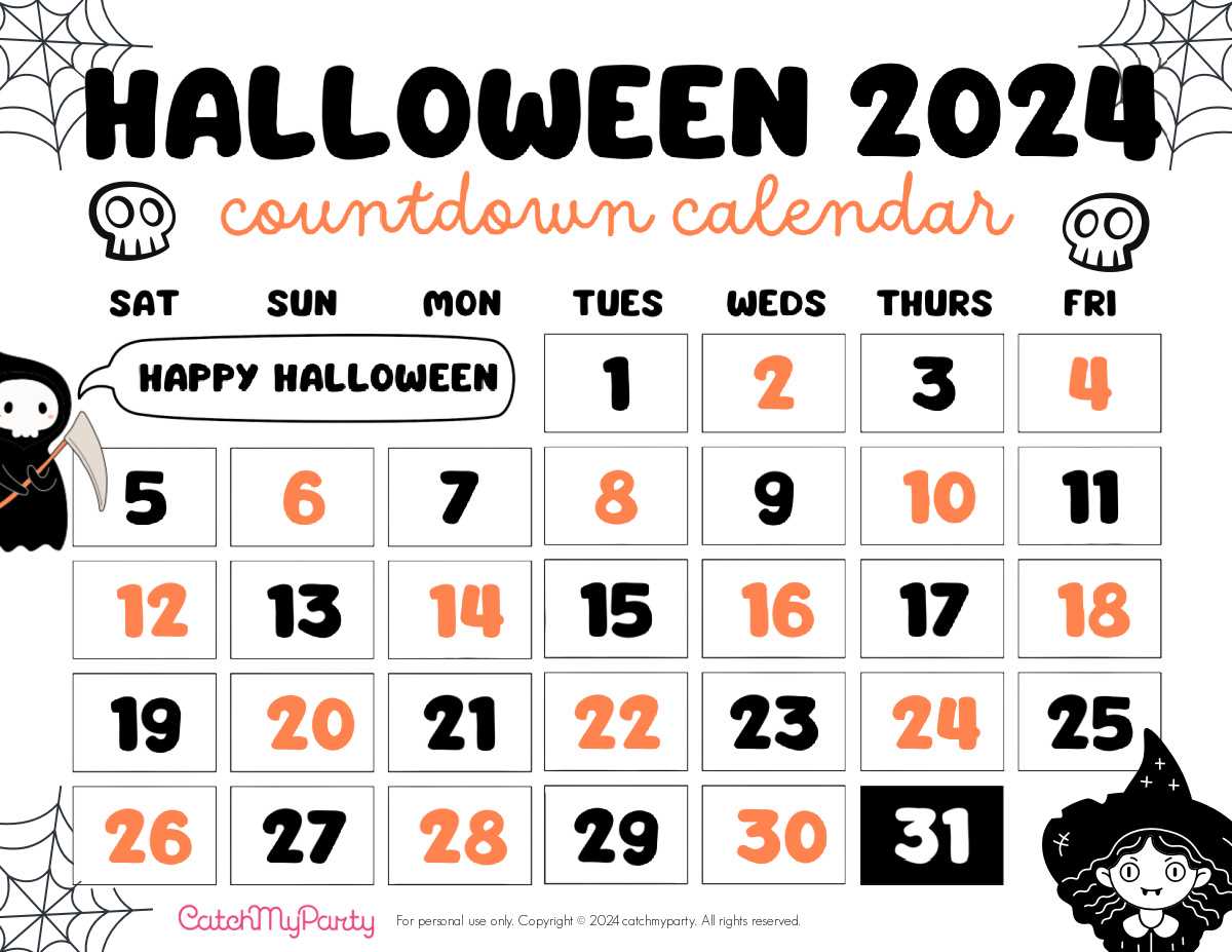 printable countdown calendar template