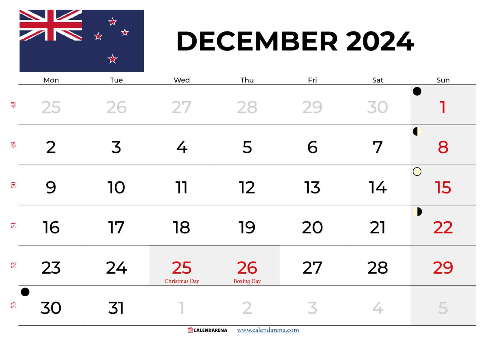 printable december calendar template