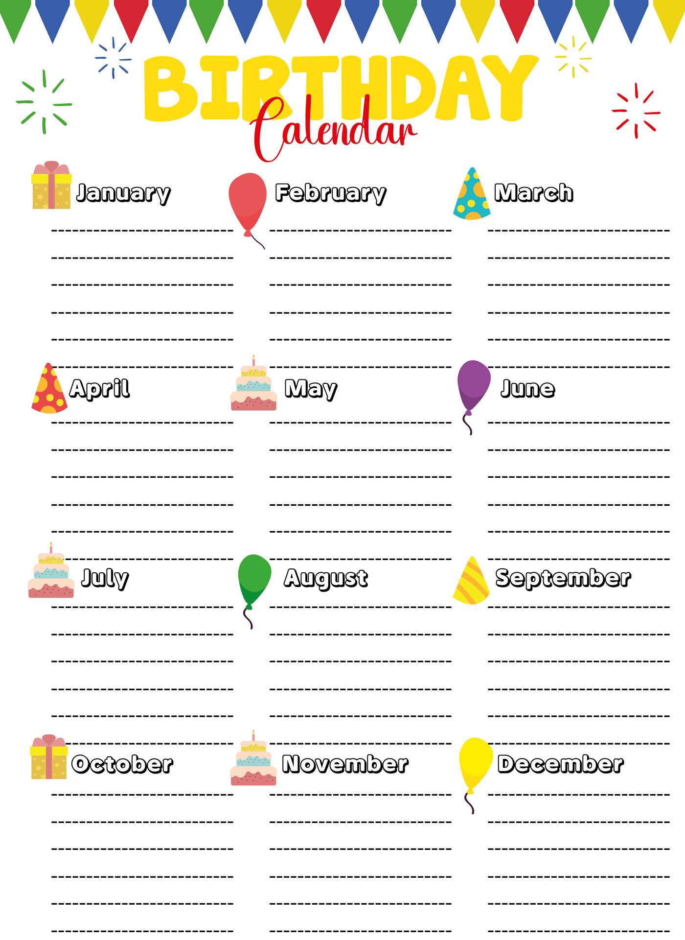 printable employee birthday calendar template