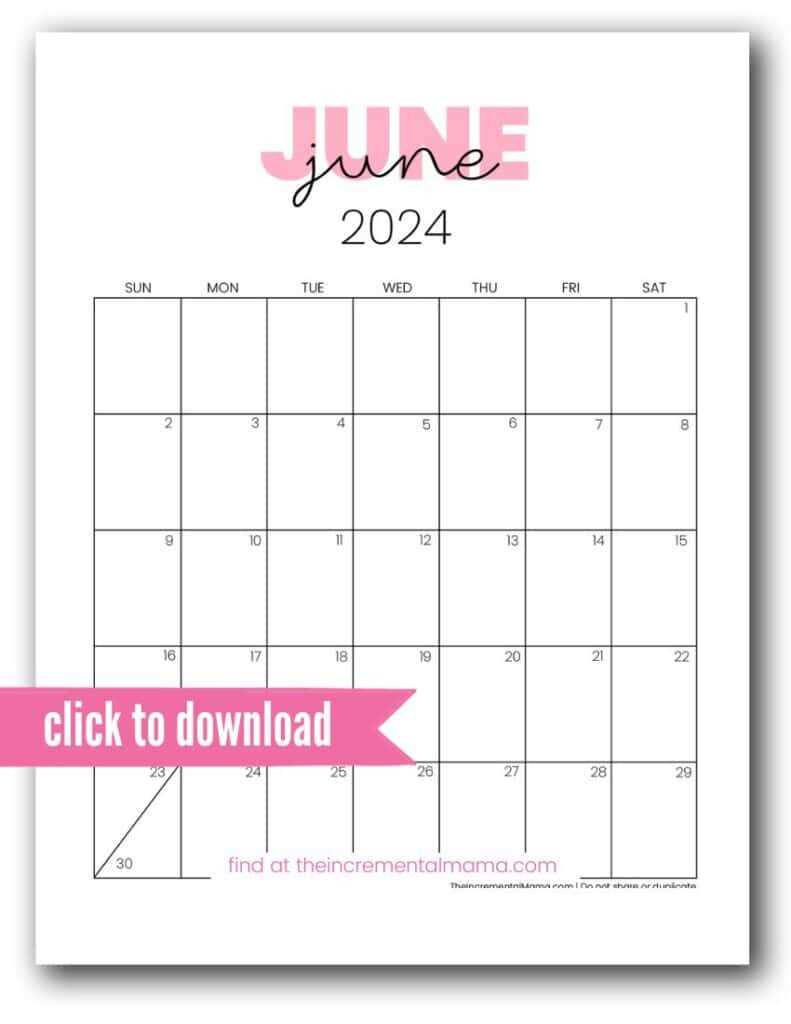 printable june calendar template