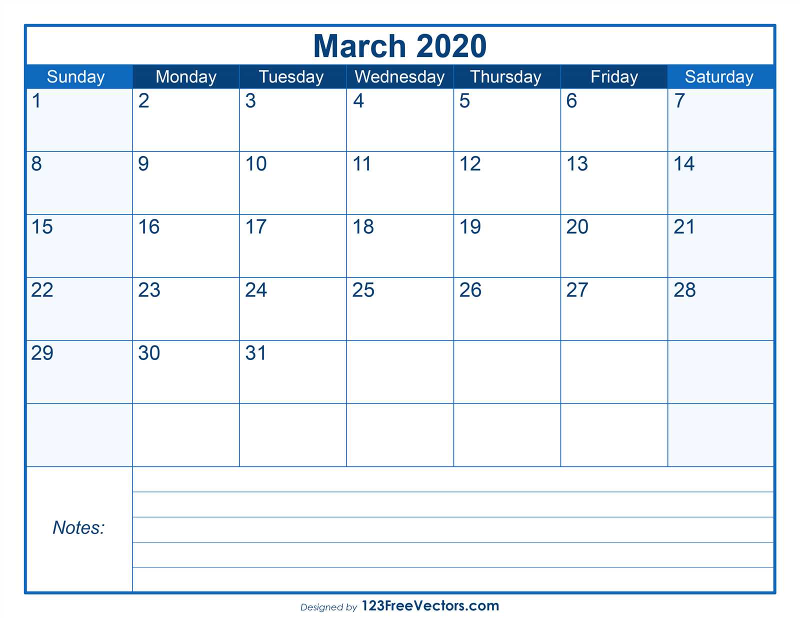 printable march calendar template