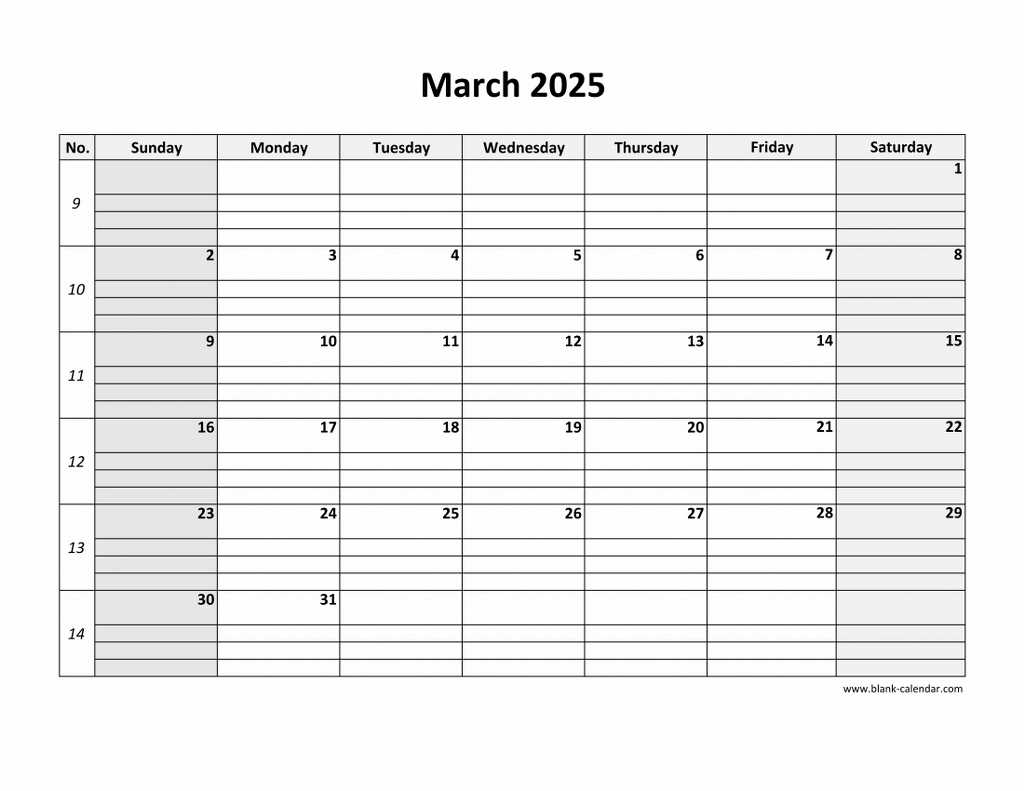 printable march calendar template