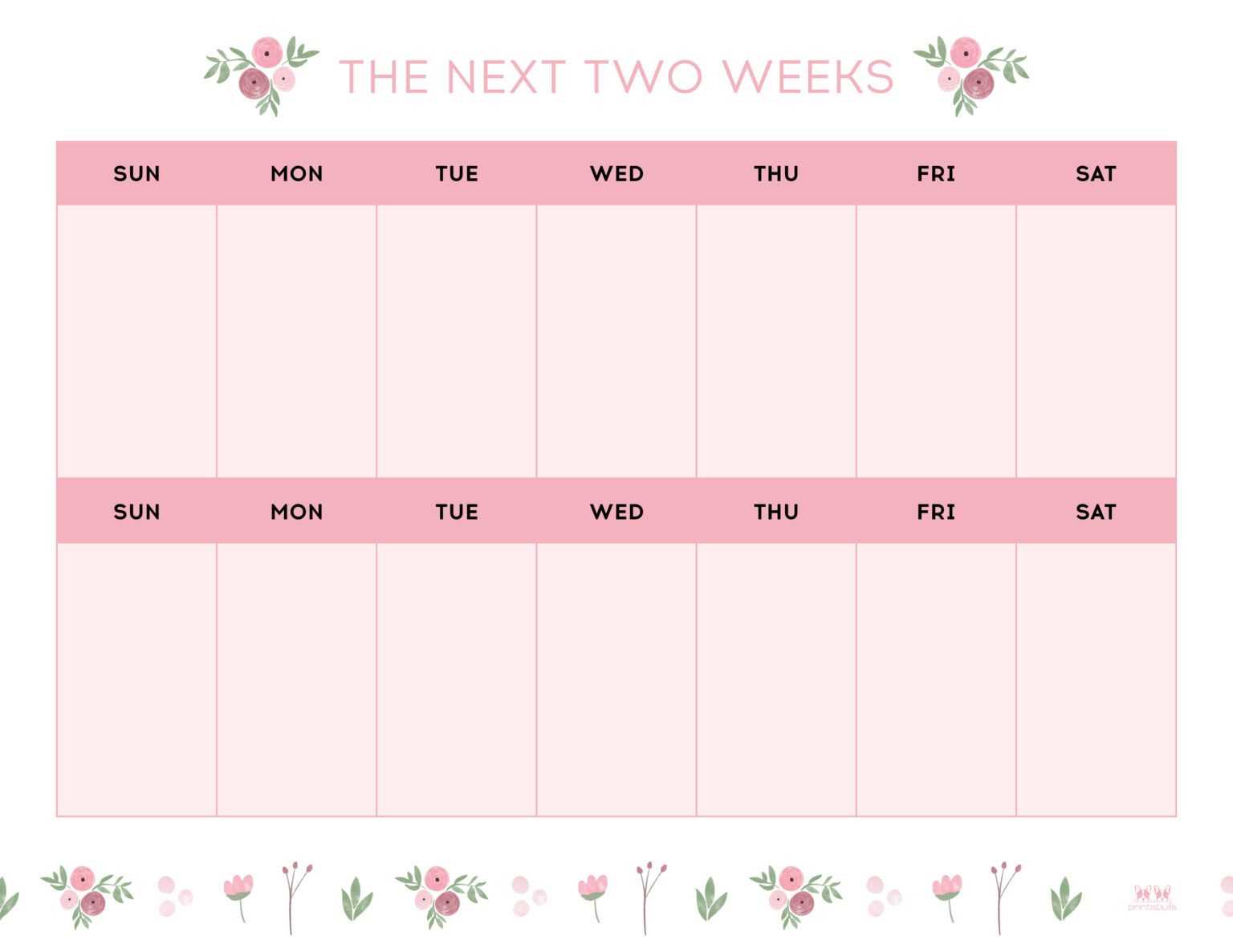 printable two week calendar template