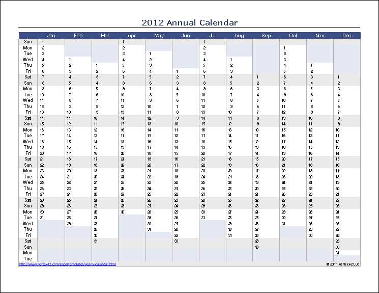 printable yearly calendar template