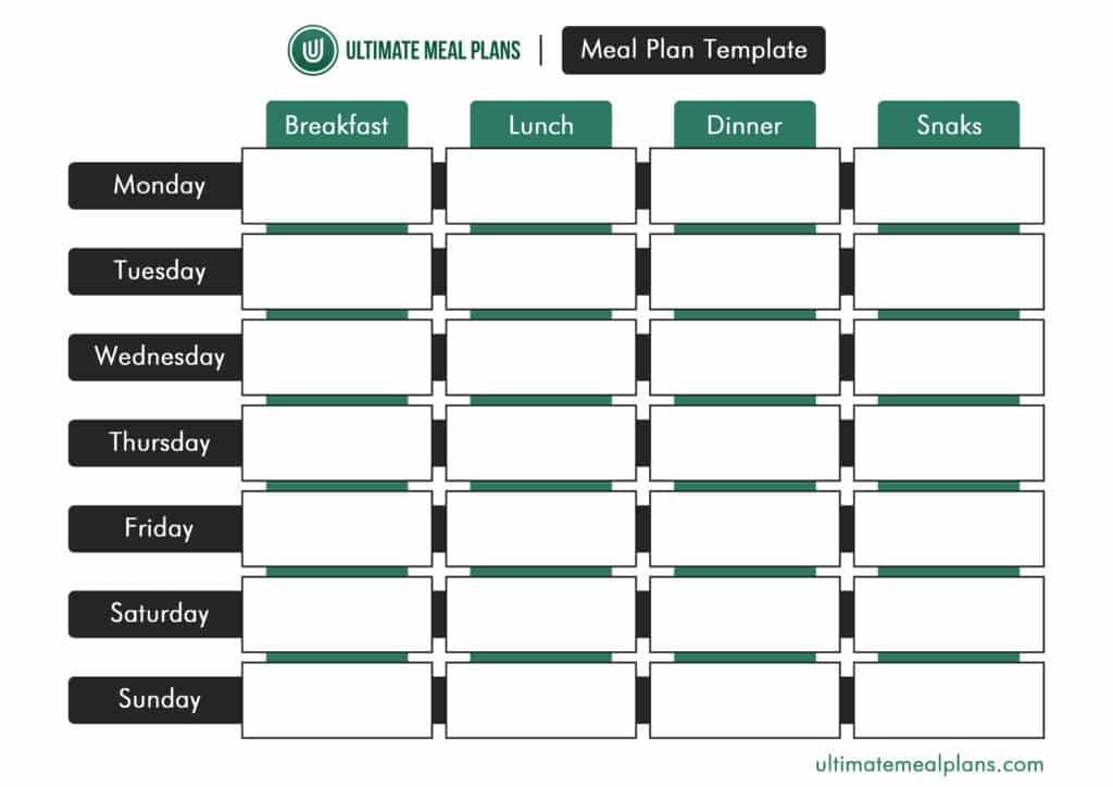 nutrition calendar template