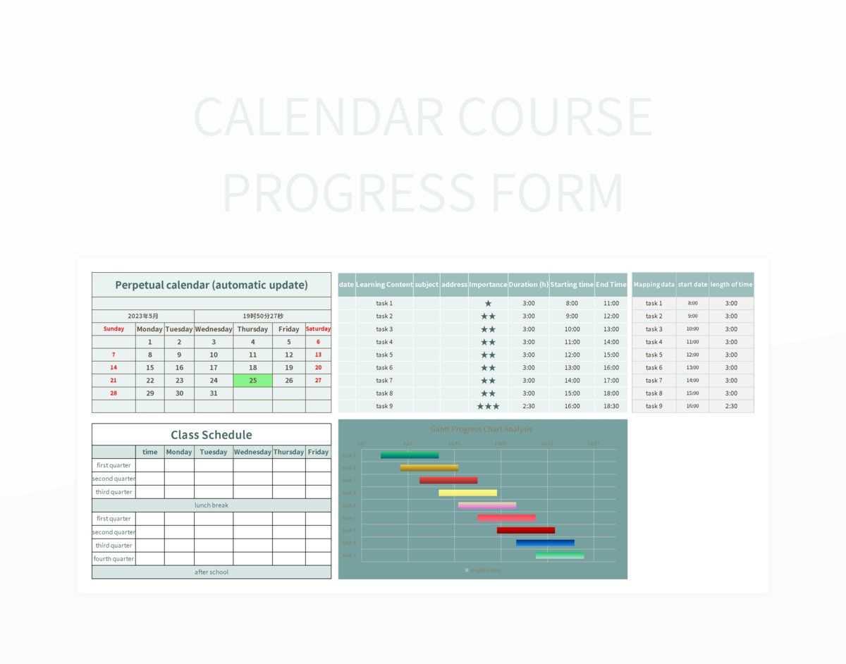 progress calendar template