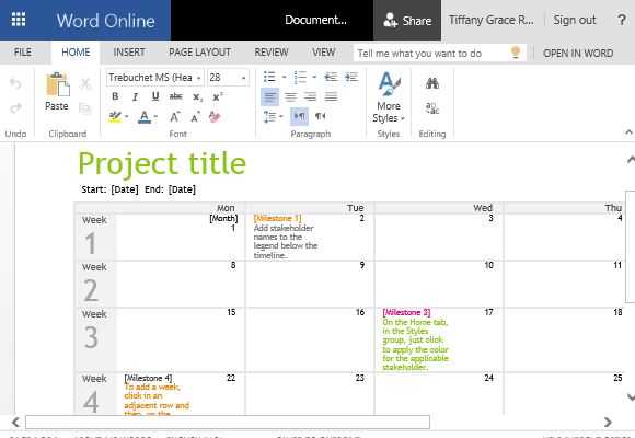 project calendar templates