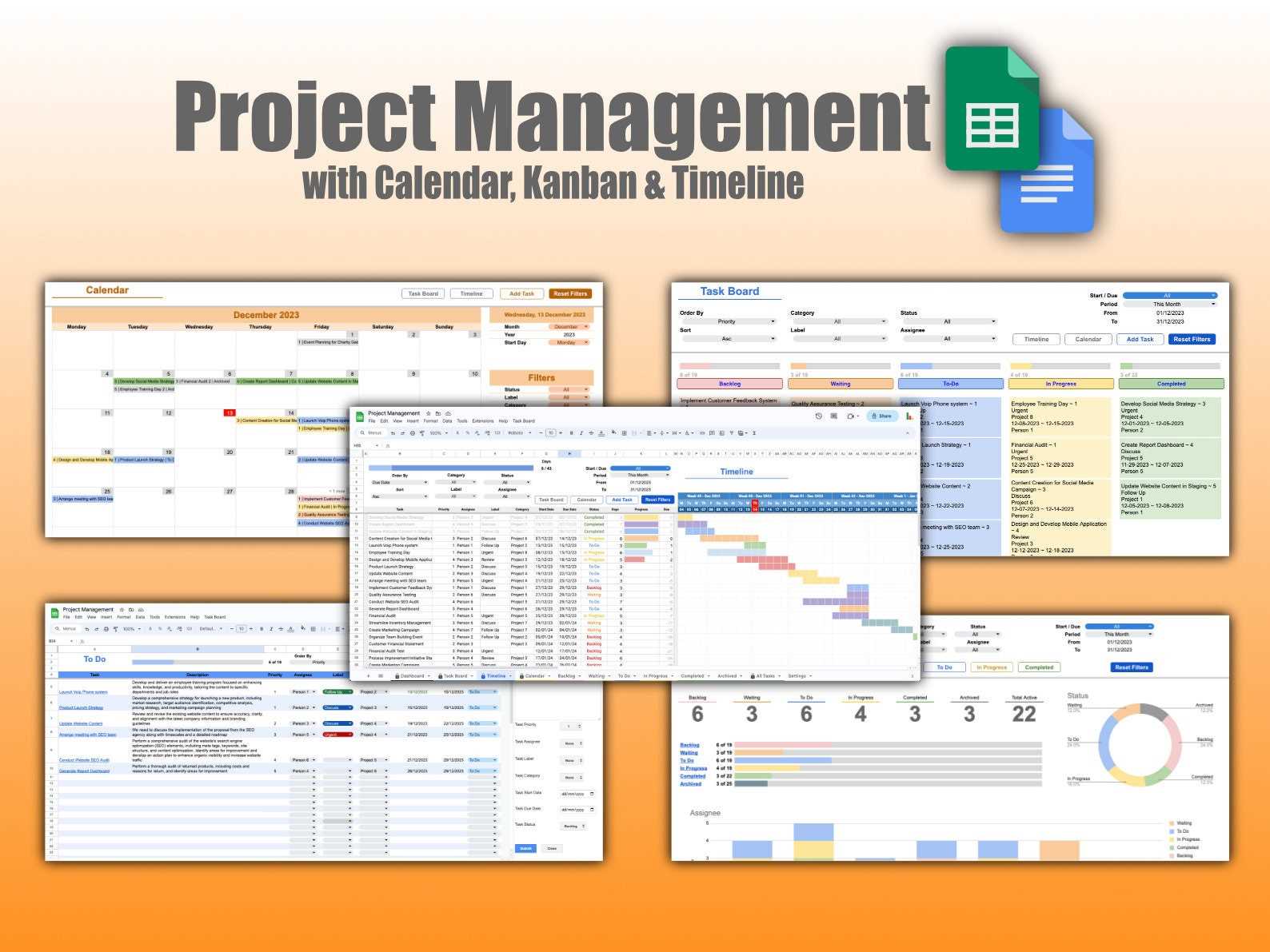 project manager calendar template