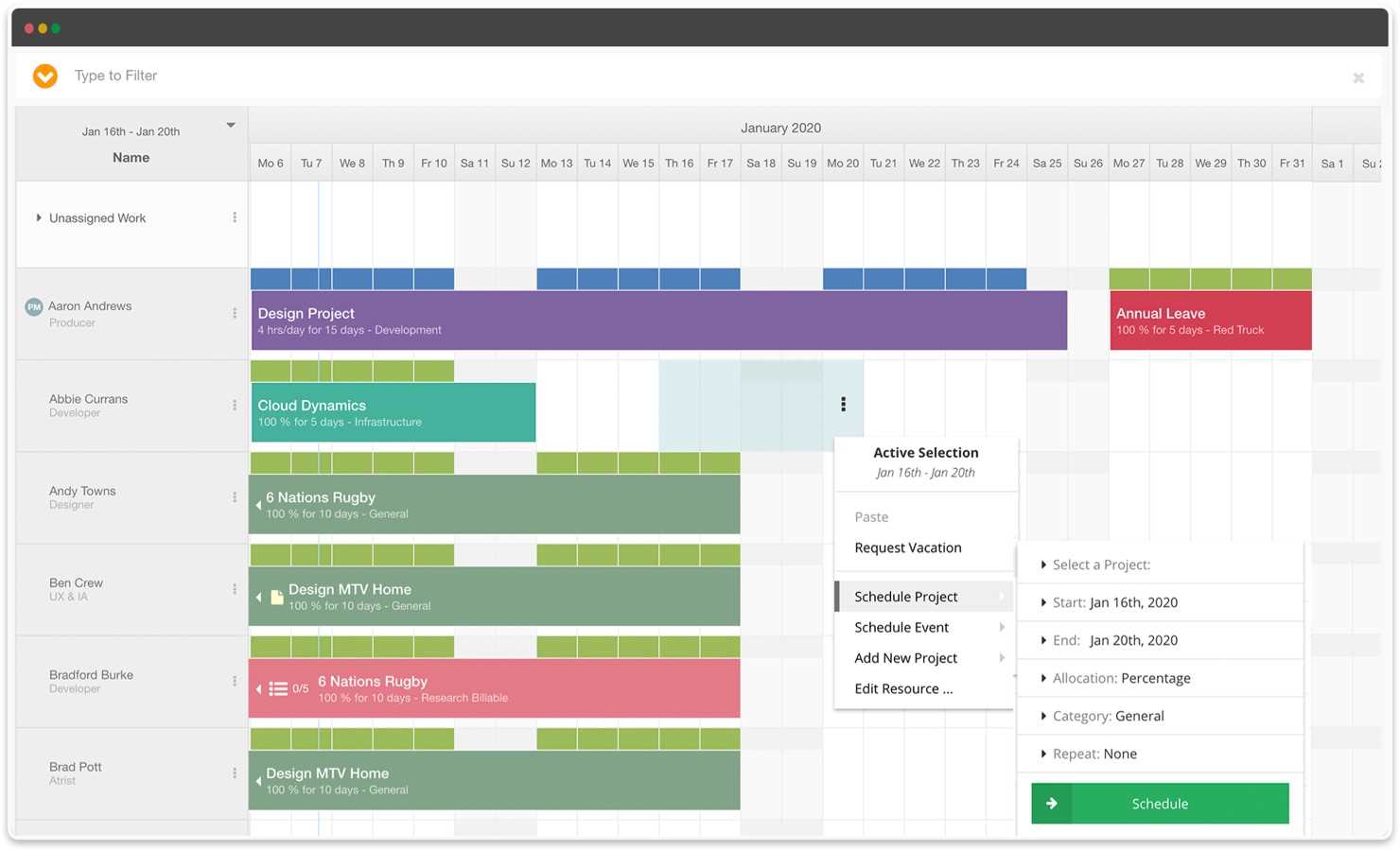 project manager calendar template