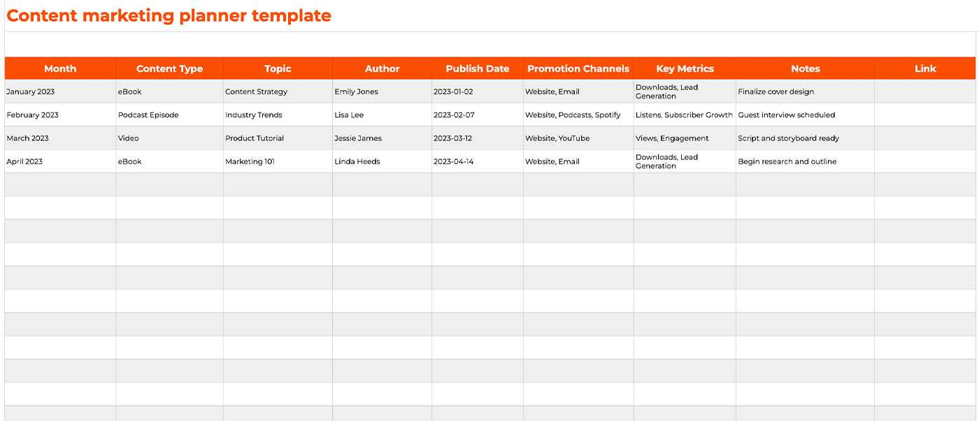 promotions calendar template