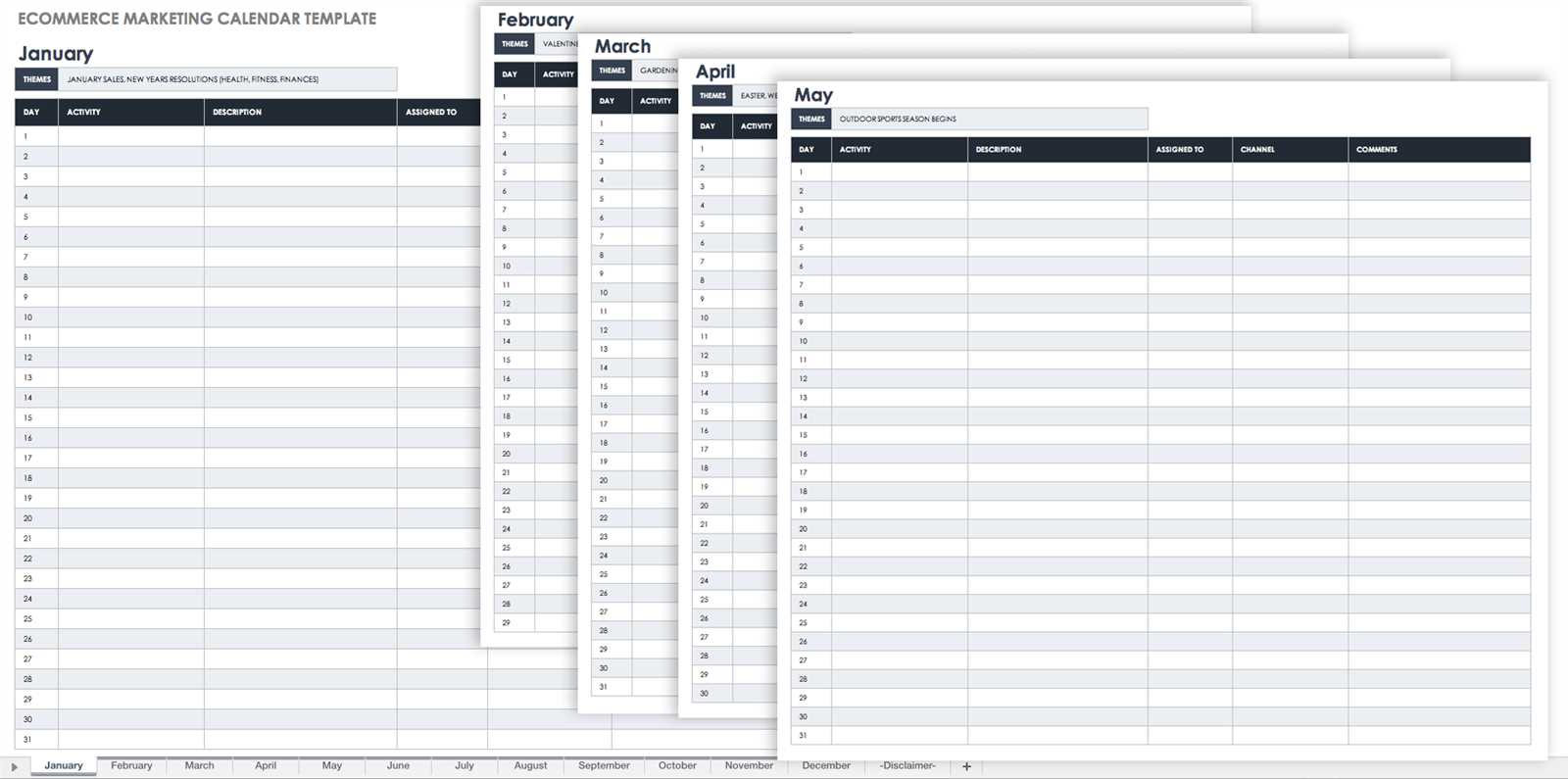 promotions calendar template